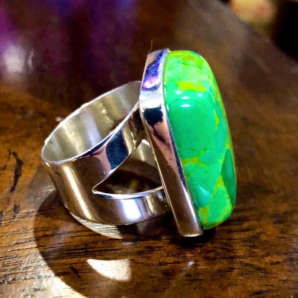 JAY KING DTR Green Turquoise Sterling Silver Cabochon Ring Sz 10 - Picture 4 of 16